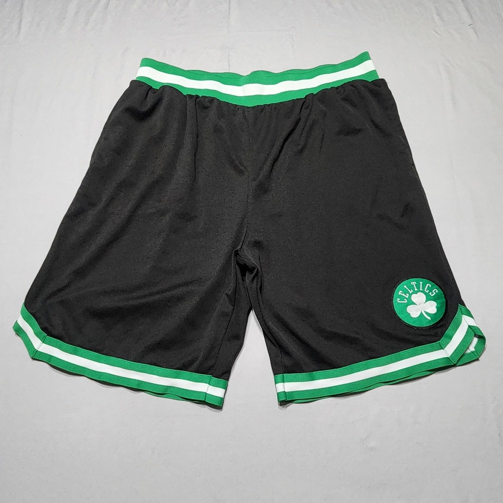 NBA Ultra Game Boston Celtics‎ Basketball Shorts Mens XXL Black Green Mesh Logo